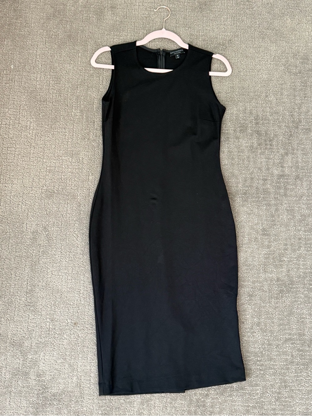 EUC Black SophieGrace Zaha Round Neck Midi Sheath Dress; Size M